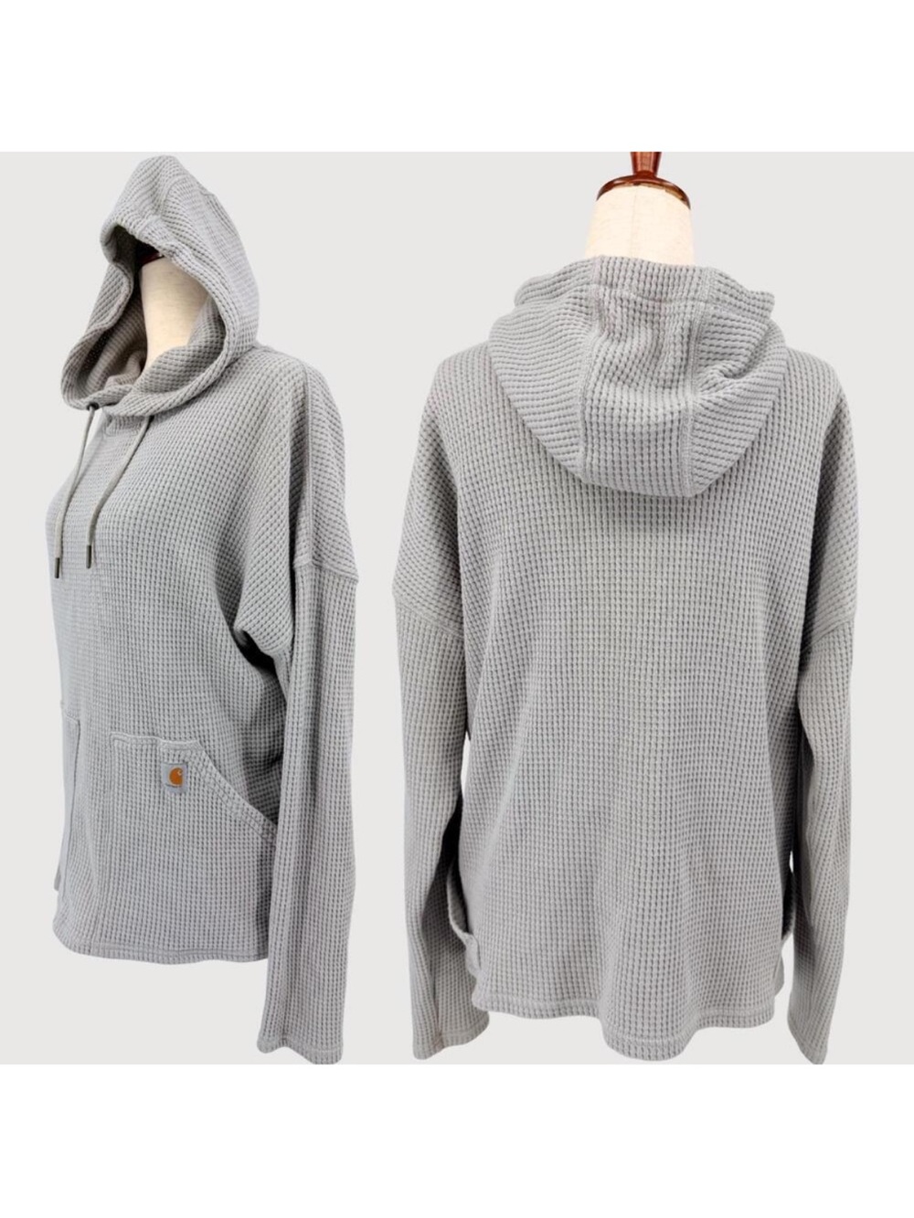 Carhartt Light Gray Waffle Hooded Pullover Small